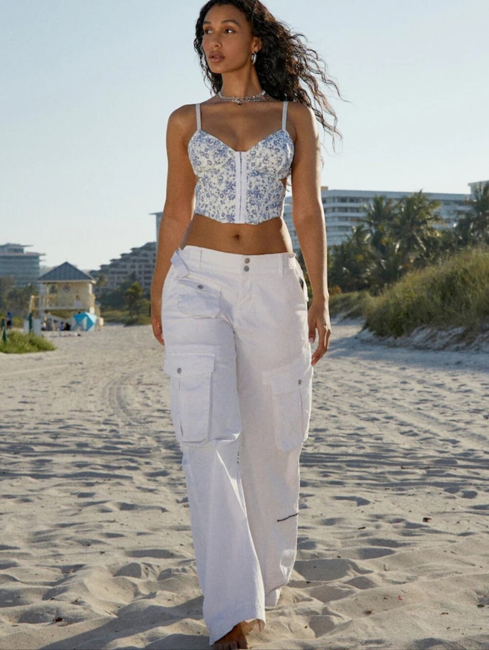 Garage Rowan Wide Leg Cargo Pant White P / S Small